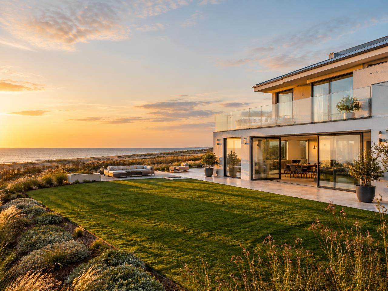 Coastal estate at golden hour